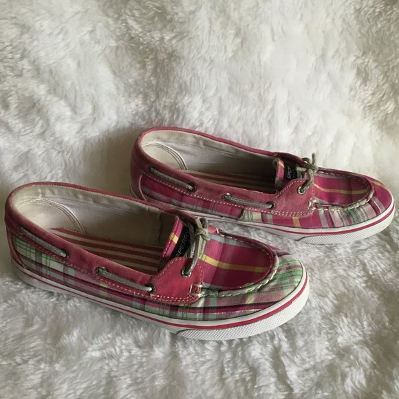 Sperry Pink Plaid Bahama Skimmer Boat Shoes - Picture 3 of 9